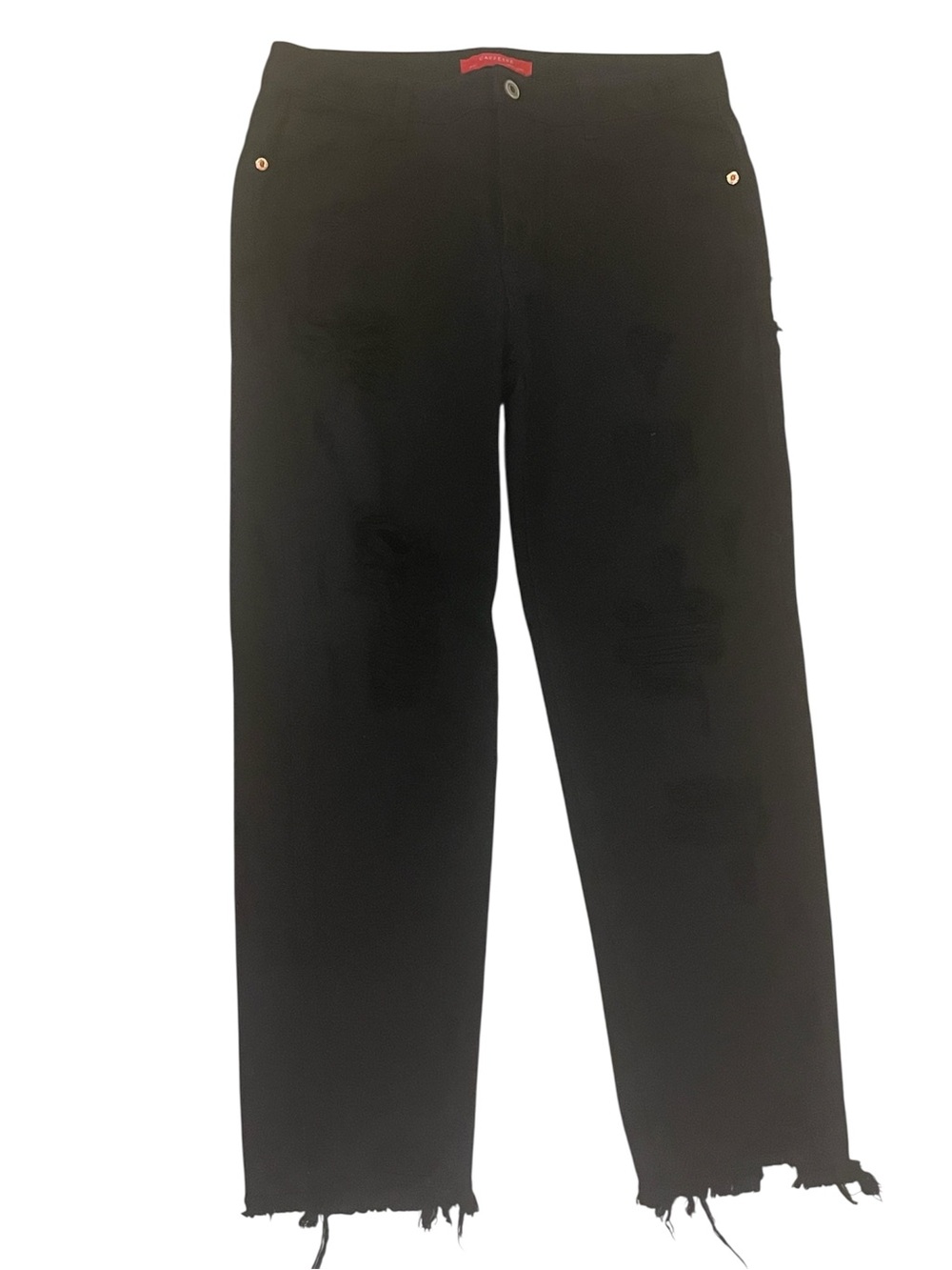 Caffeine Black Button Fly Jeans Size Small Cotton Distressed Frayed